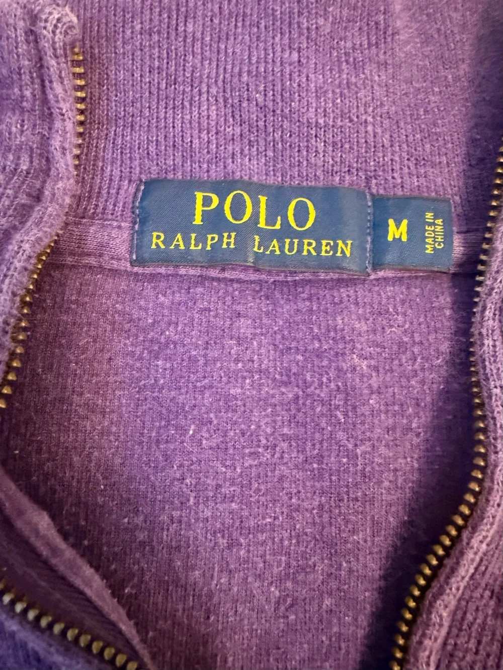 Polo by Ralph Lauren Purple Half-Zip Sweater with Yellow embroidery - Men’s M